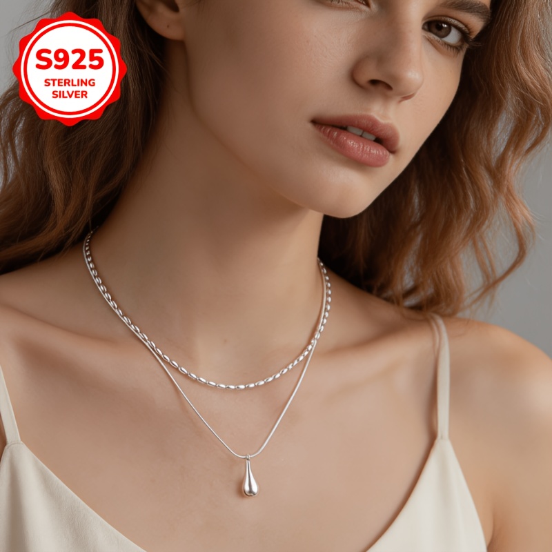 925 Sterling Silver Double-Layer Snake Chain Necklace — Minimalist